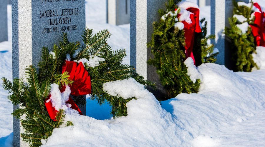 wreaths in the snow
